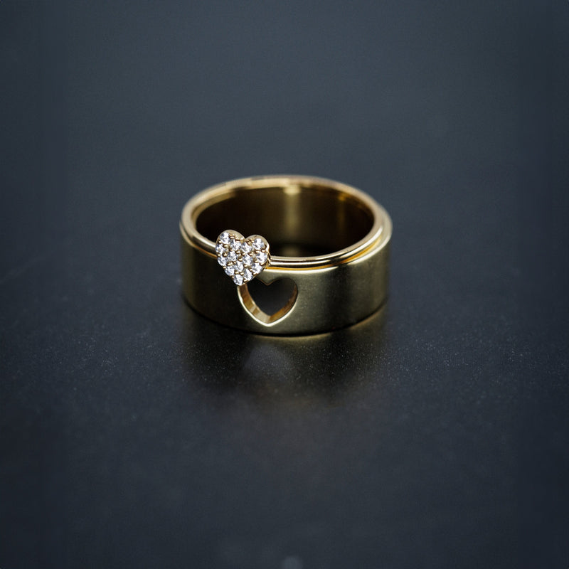 Heart Cut Out Solid Gold Ring