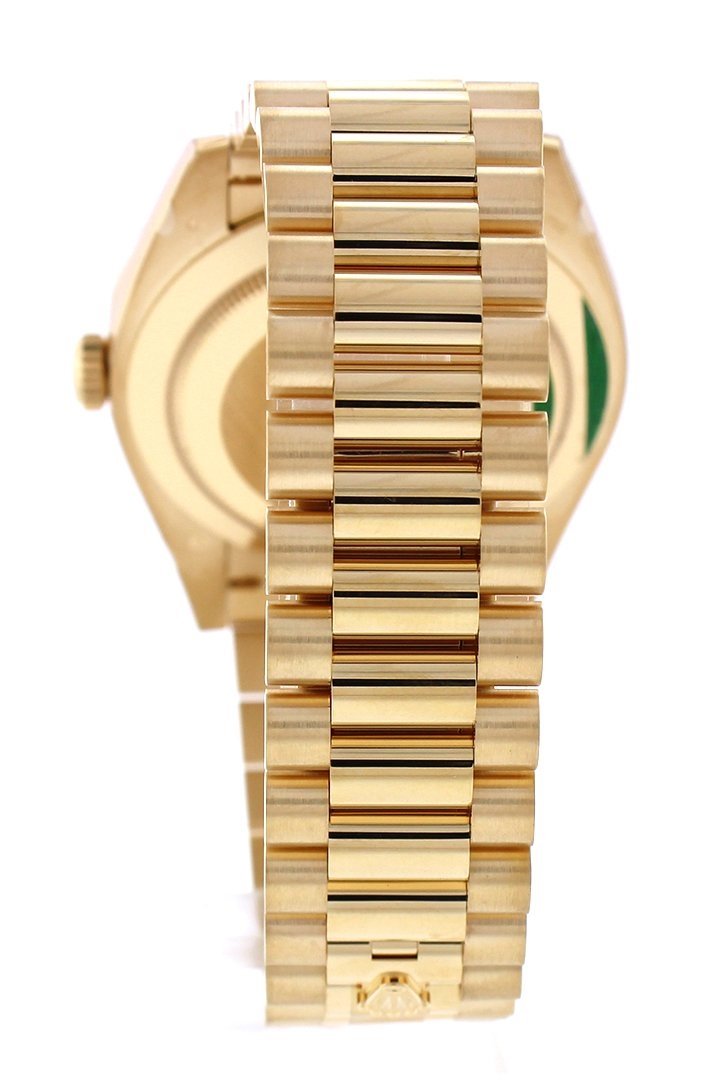 Rolex Day-Date 40 Black Motif Dial Diamond Bezel 18K Yellow Gold President Automatic Mens Watch