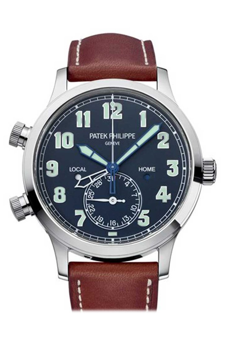 Patek Philippe Calatrava Pilot Travel Time Blue Dial Men's Watch 5524G-001