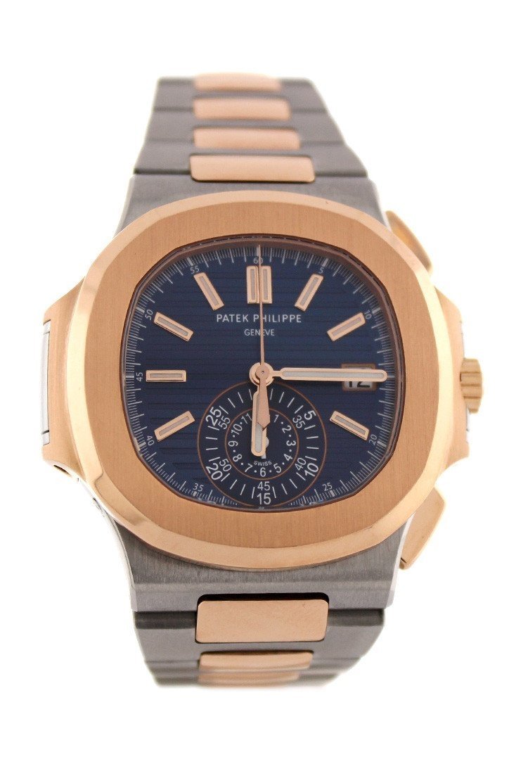 Patek Philippe Nautilus Mechanical Blue Dial Stainless Steel and 18Kt Rose Gold Men's Watch 5980/1AR-001 Pre-Owned