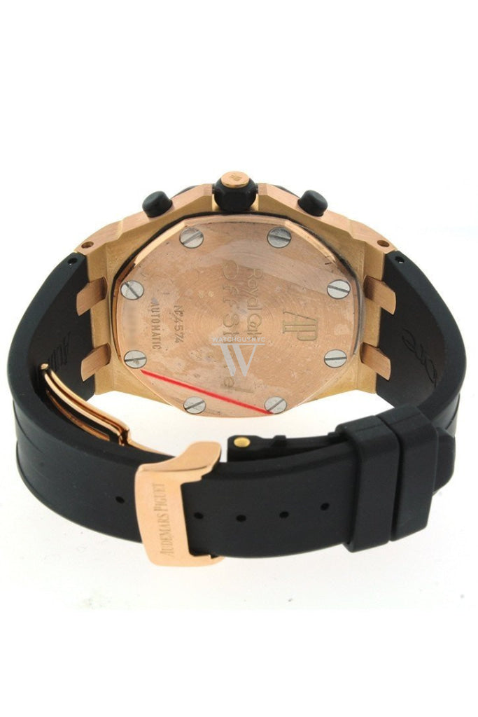 Audemars Piguet Royal Oak Offshore Black Dial 18Kt Rose Gold Rubber Chronograph Mens Watch