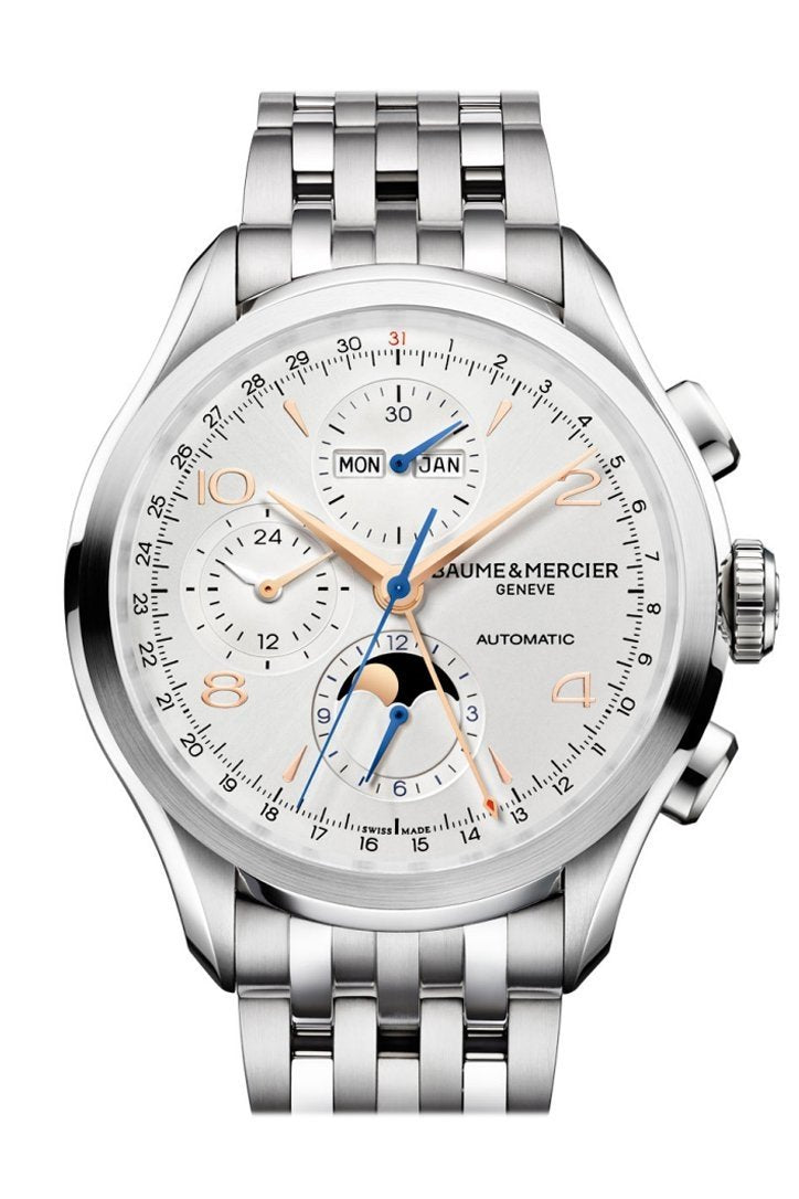 Baume & Mercier Clifton Moonphase And Complete Calender Chronogragh 10279 Silver Watch