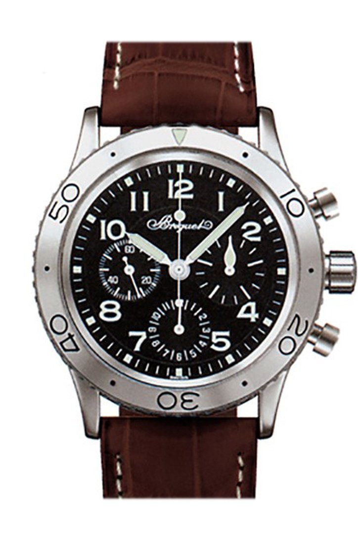 Breguet Type Xx Aeronavale Automatic Chronograph Black Dial Brown Leather Mens Watch 3800St929W6