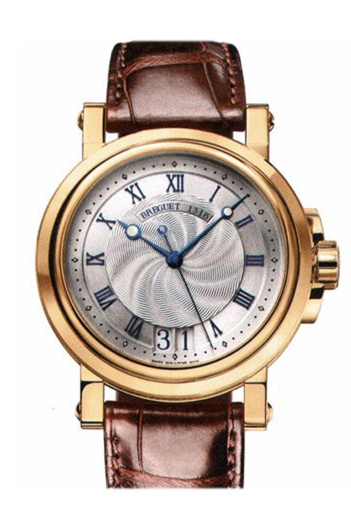 Breguet Marine Silver Dial Leather Mens Watch 5817Ba129V8