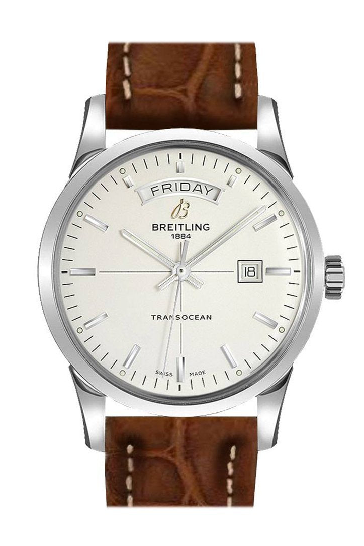 Breitling Transocean Day Date Brown Leather A4531012 Watch