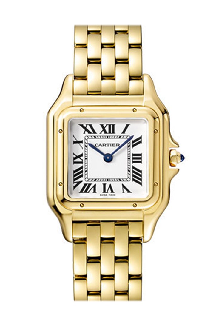 팬더 드 까르띠에 Cartier Panthere de Medium Silver Dial 18kt Yellow Gold Ladies Watch WGPN0009