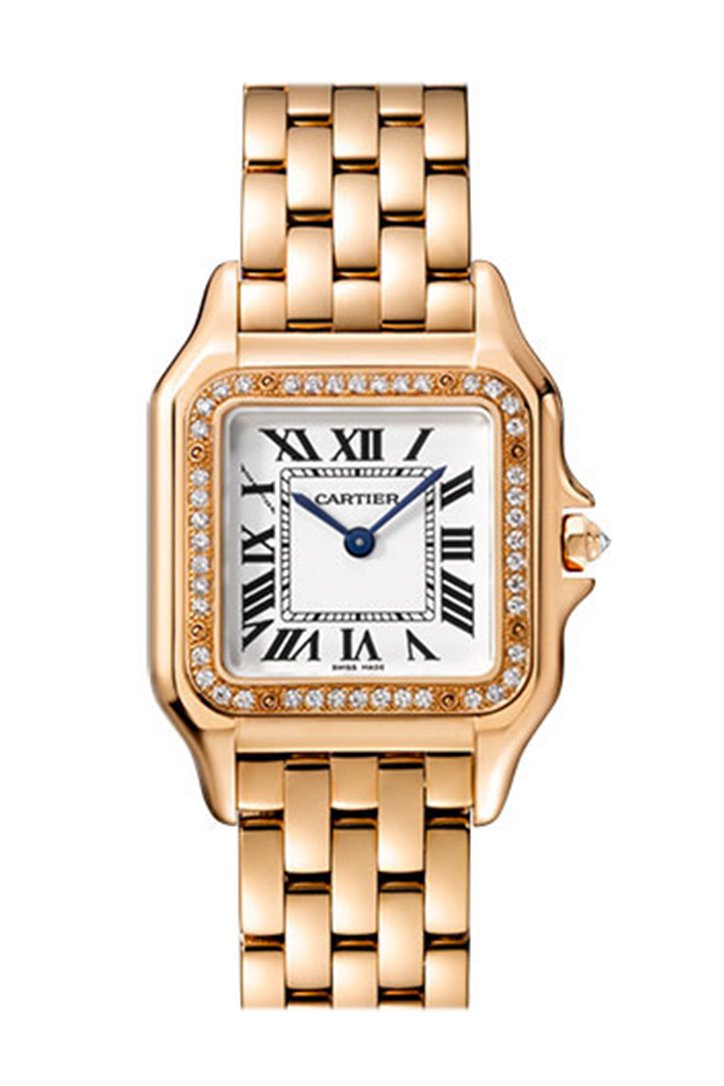 팬더 드 까르띠에 Cartier Panther Midsize Silver Dial 18kt Rose Gold Ladies Watch WJPN0009