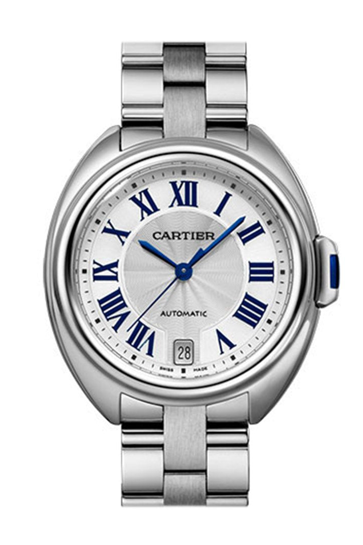 끌레 드 까르띠에 Cartier Cle de Midsize Automatic Silver Dial Steel Ladies Watch WSCL0006