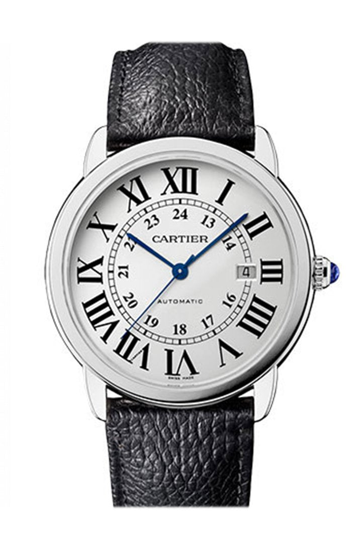 까르띠에 론드 솔로 Cartier Ronde Solo XLARGE Automatic Silvered Opaline Dial Men's Watch WSRN0022