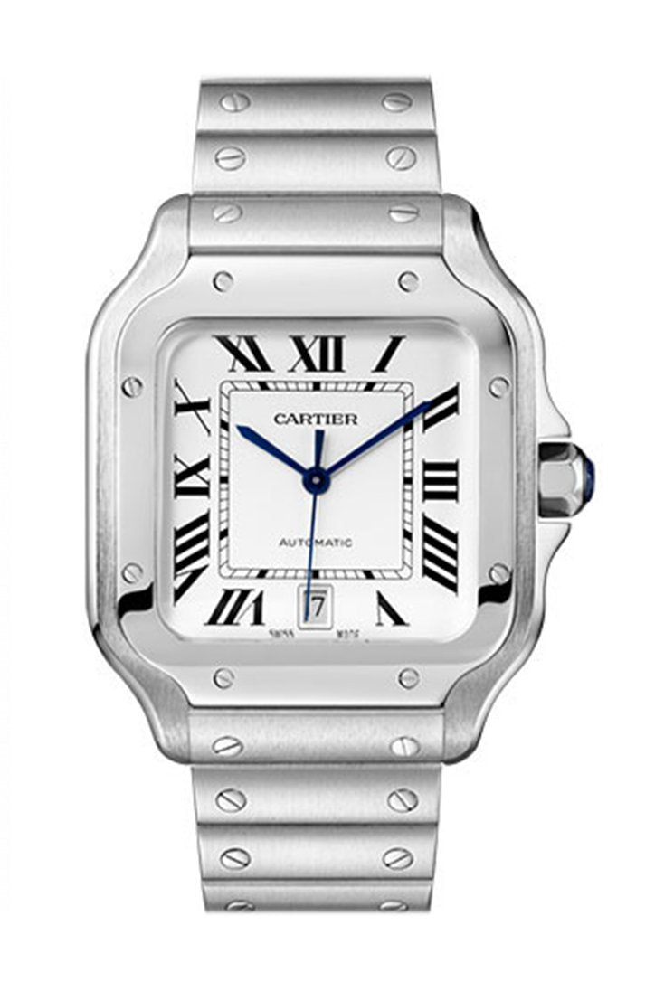 Cartier Santos Silvered Opaline Dial Men's Watch WSSA0018