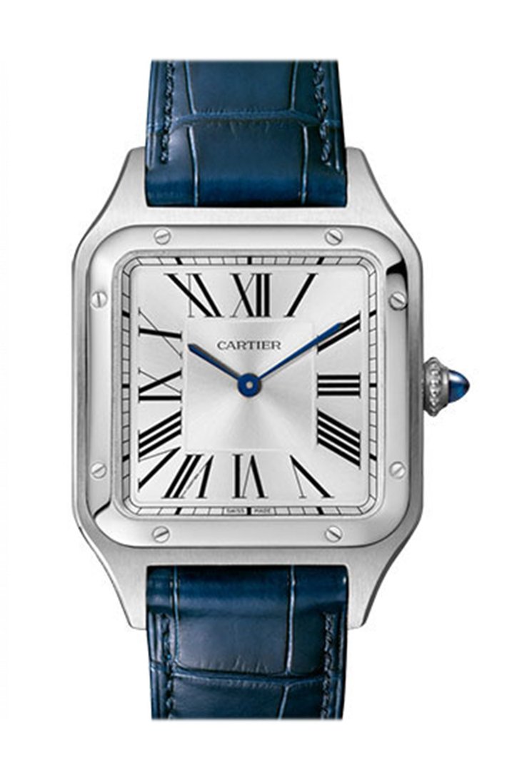 까르띠에 산토스-뒤몽  Cartier Santos-Dumont Quartz Silver Dial Men's Watch WSSA0022