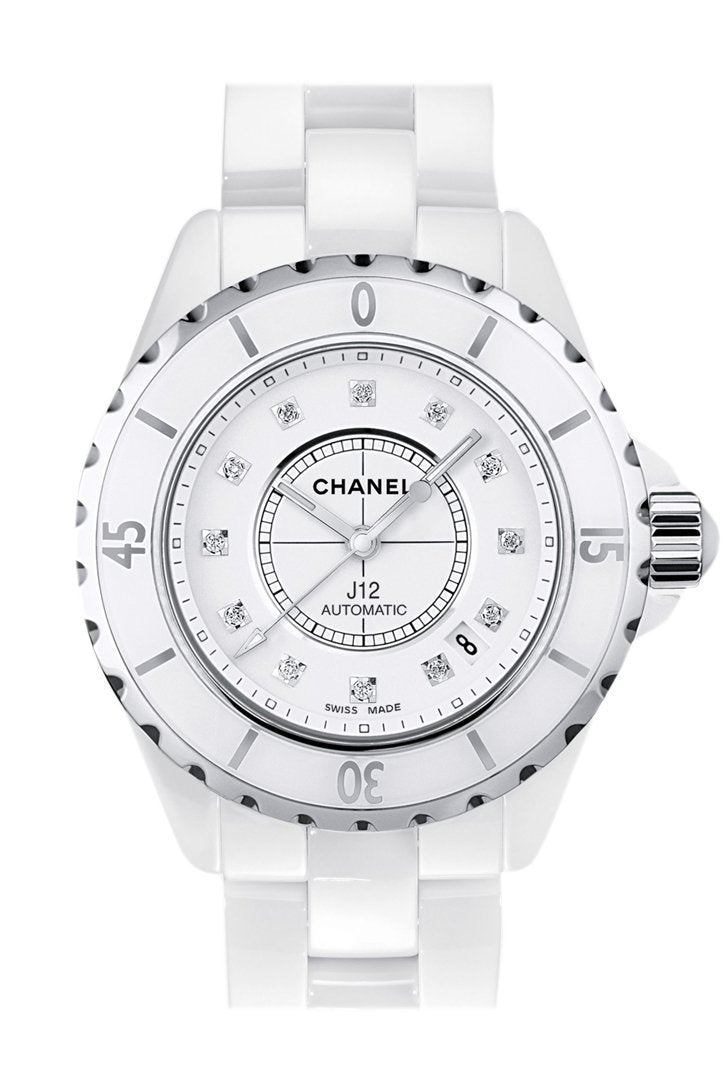 Chanel J12 Diamond White Ceramic Midsize Unisex Watch H1629 – 11:11 NY
