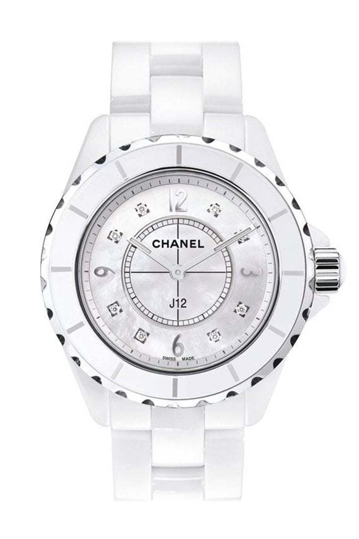 Chanel J12 White Ceramic Diamond Dial Chronograph Unisex Watch H2009