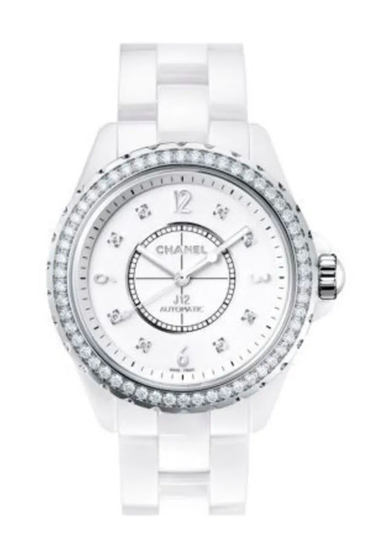 Chanel Watch Ladies J12 11P Diamond Date Quartz White Ceramic