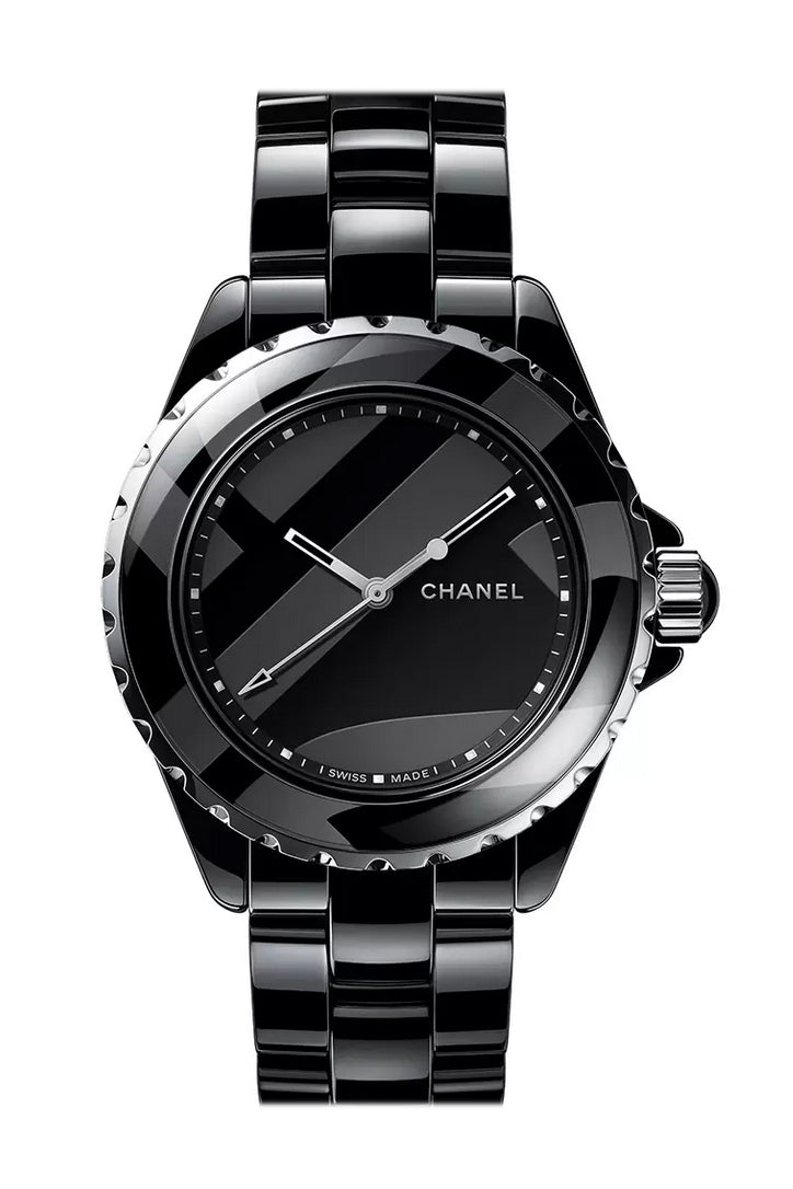 Chanel J12 Quartz Ceramic Black Dial Black Steel Strap Watch for Women Watch  for Women