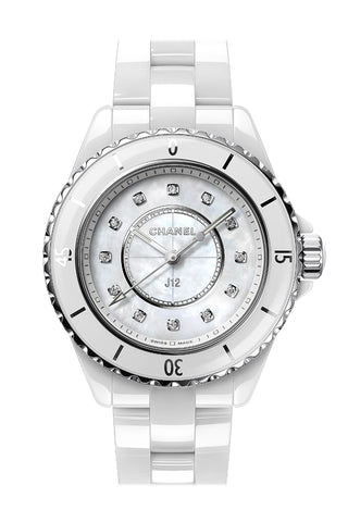 H1707 Chanel J 12 - White Large Size with Diamonds