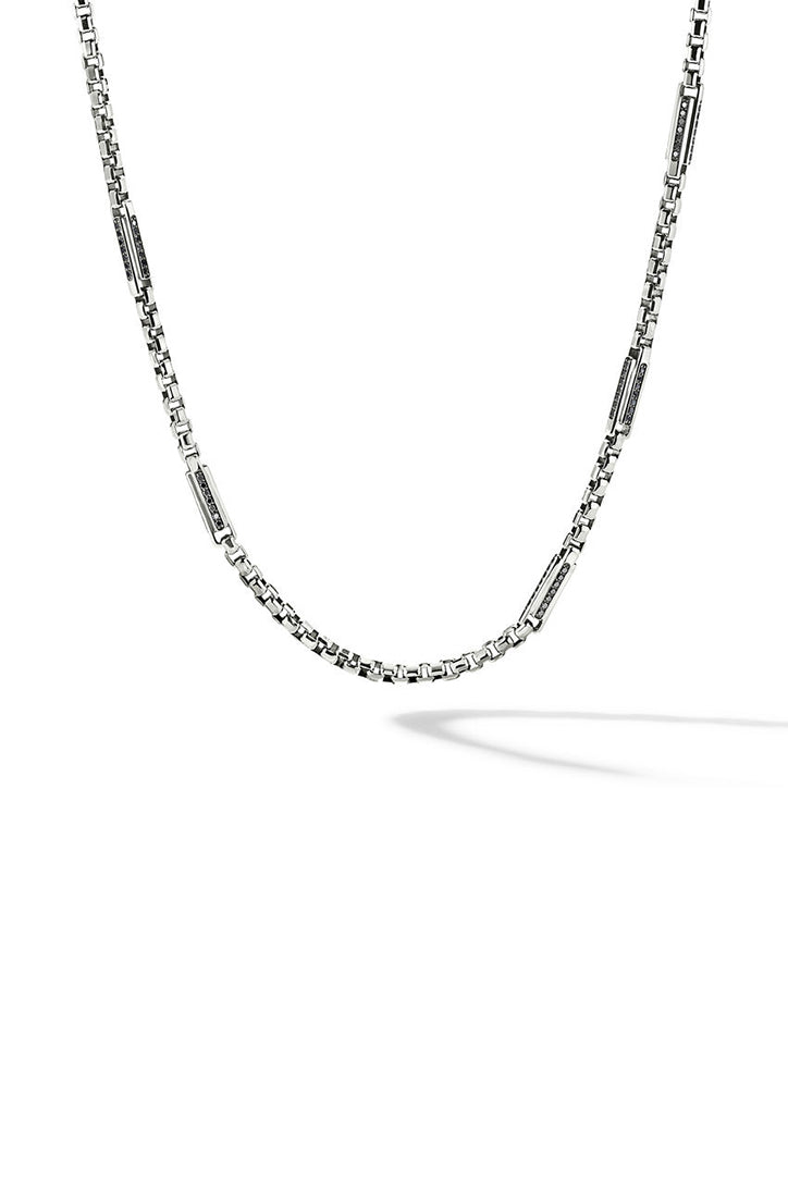 David Yurman Streamline® Station Box Chain Necklace with Pavé Black Diamonds