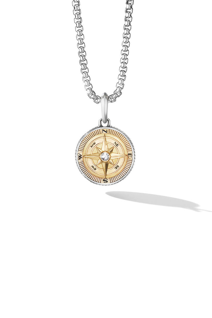 David Yurman Maritime® Compass Amulet with 18K Yellow Gold and Center Diamond Pendant