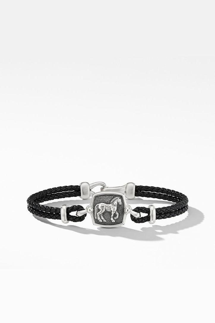 David Yurman Petrvs Horse Black Leather Bracelet