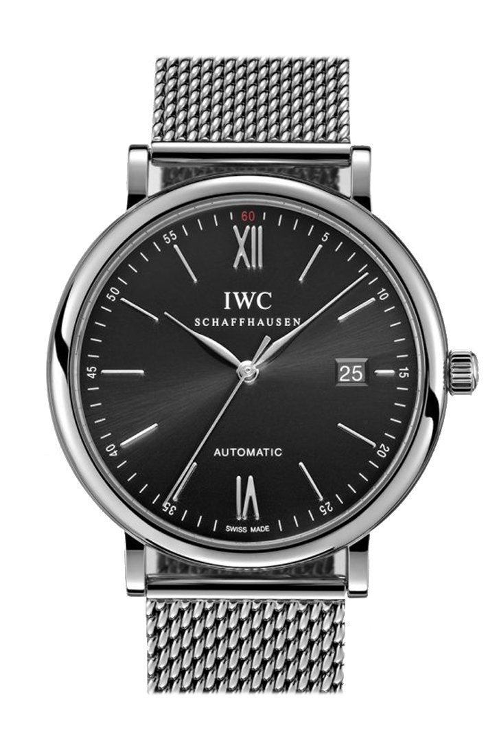 Iwc Portofino Black Dial Stainless Steel 40Mm Mens Watch Iw356506