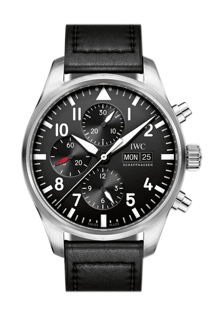 Iwc Pilot Black Automatic Chronograph Mens Watch Iw377709
