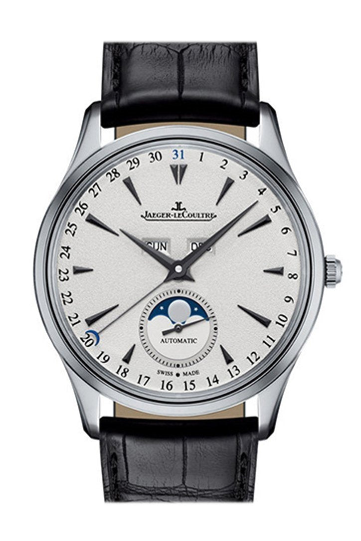 Jaeger-Lecoultre Master Ultra Thin Calendar 18K White Gold Automatic Mens Watch Q1258401 Silver