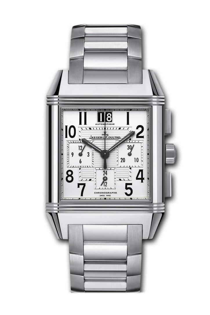 Jaeger Jlc Reverso Squadra Gmt Steel Silver Dial Watch 7018120