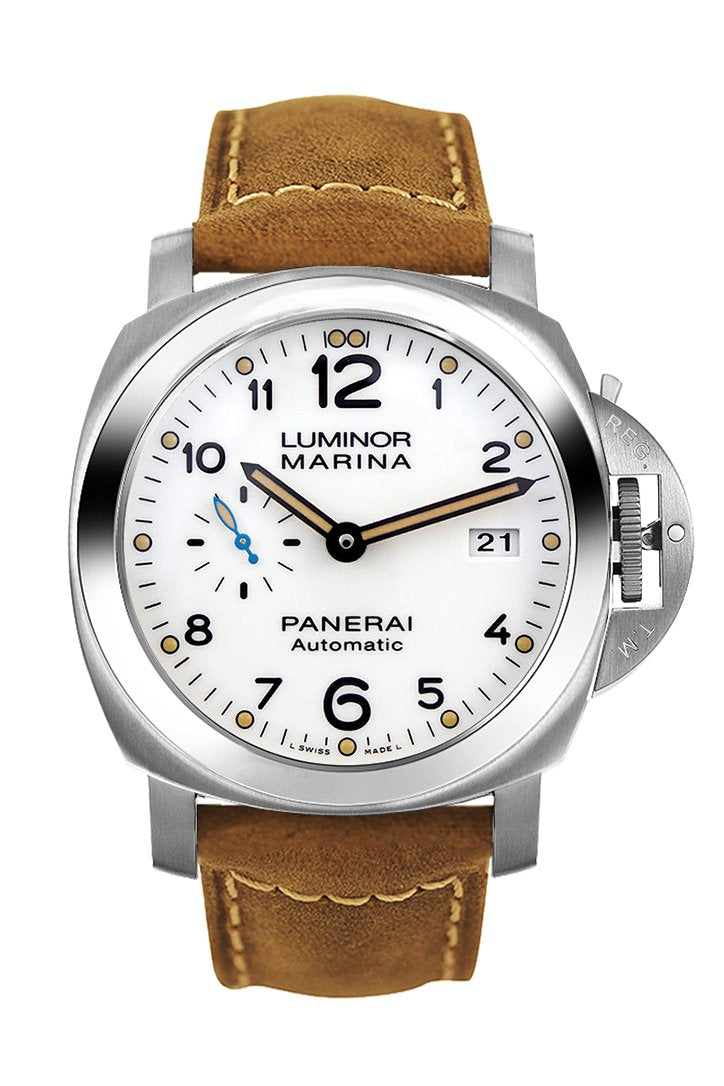Panerai Luminor 3 Day Brown Leather White Dial Watch Pam01499