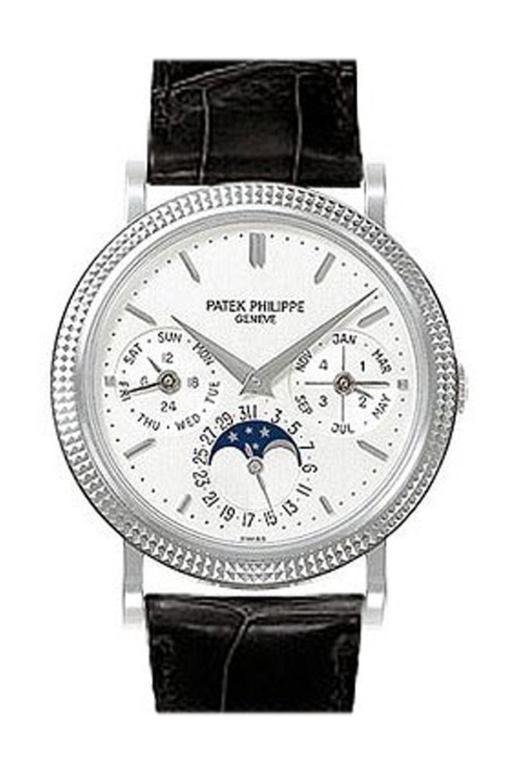 Patek Phillippe Annual Calender Moonphase White Dial Black Leather Automatic Mens Watch 5039G Pre