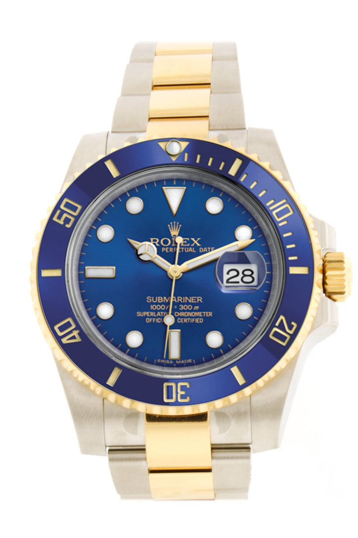 Rolex Submariner Blue Dial Stainless Steel and 18K Yellow Gold Bracelet Automatic Men's Watch 116613LB