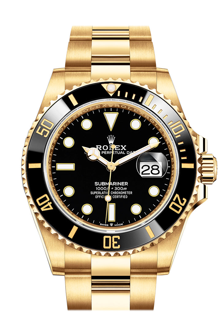 Rolex Submariner 41 Black Dial 18K Yellow Gold Bracelet Automatic Men's Watch 126618LN