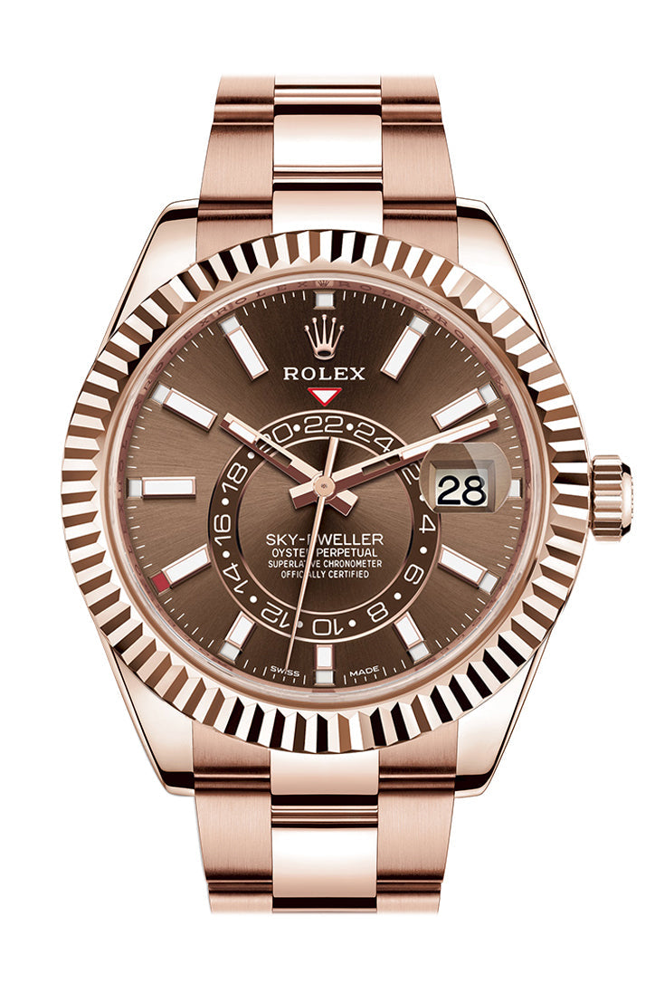 ROLEX Sky-Dweller 42 Chocolate Dial 18K Rose Gold Men's Watch 326935