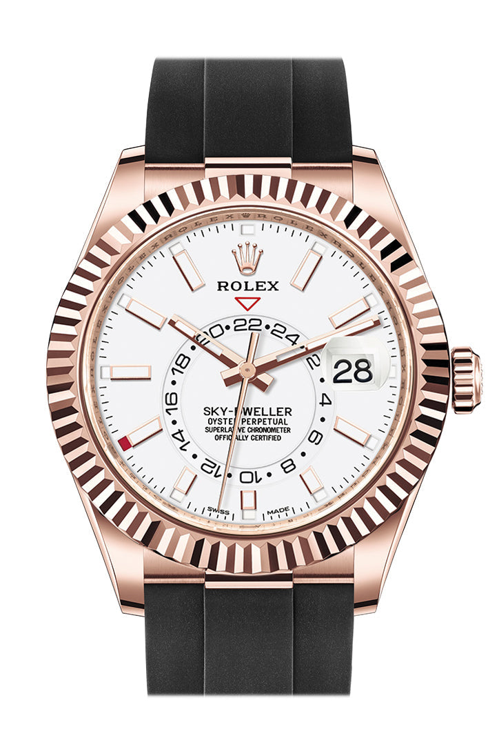 Rolex Sky Dweller White Dial 18kt Everose Gold Men's Watch 326935