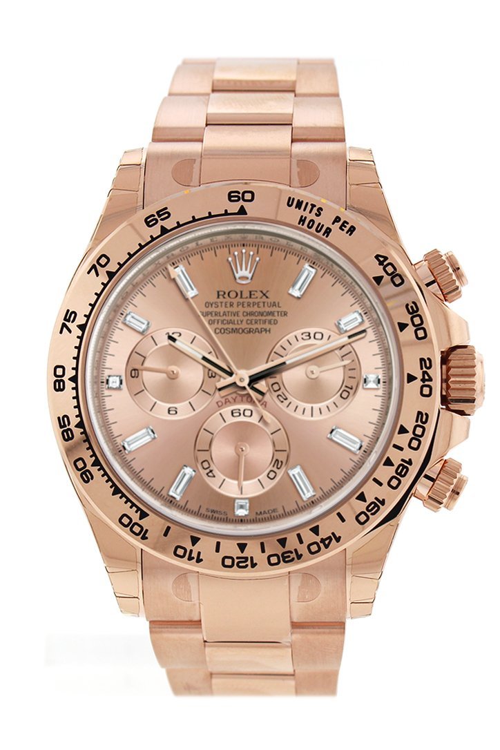 Rolex Cosmograph Daytona Pink Diamond Dial 18K Everose Gold Oyster Automatic Mens Watch 116505