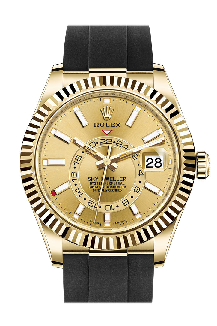 ROLEX Sky-Dweller 42 Champagne Dial 18K Yellow Gold Men's Watch 326238