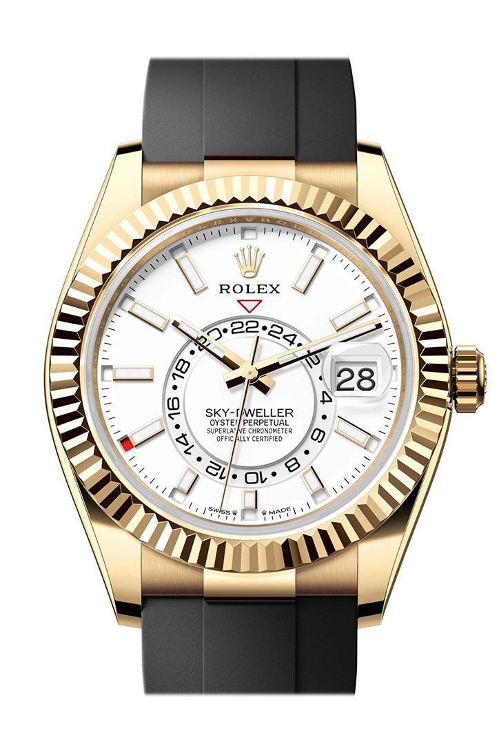 Rolex Sky Dweller 42 Intense White Dial Dial Yellow Gold Mens Watch 336238