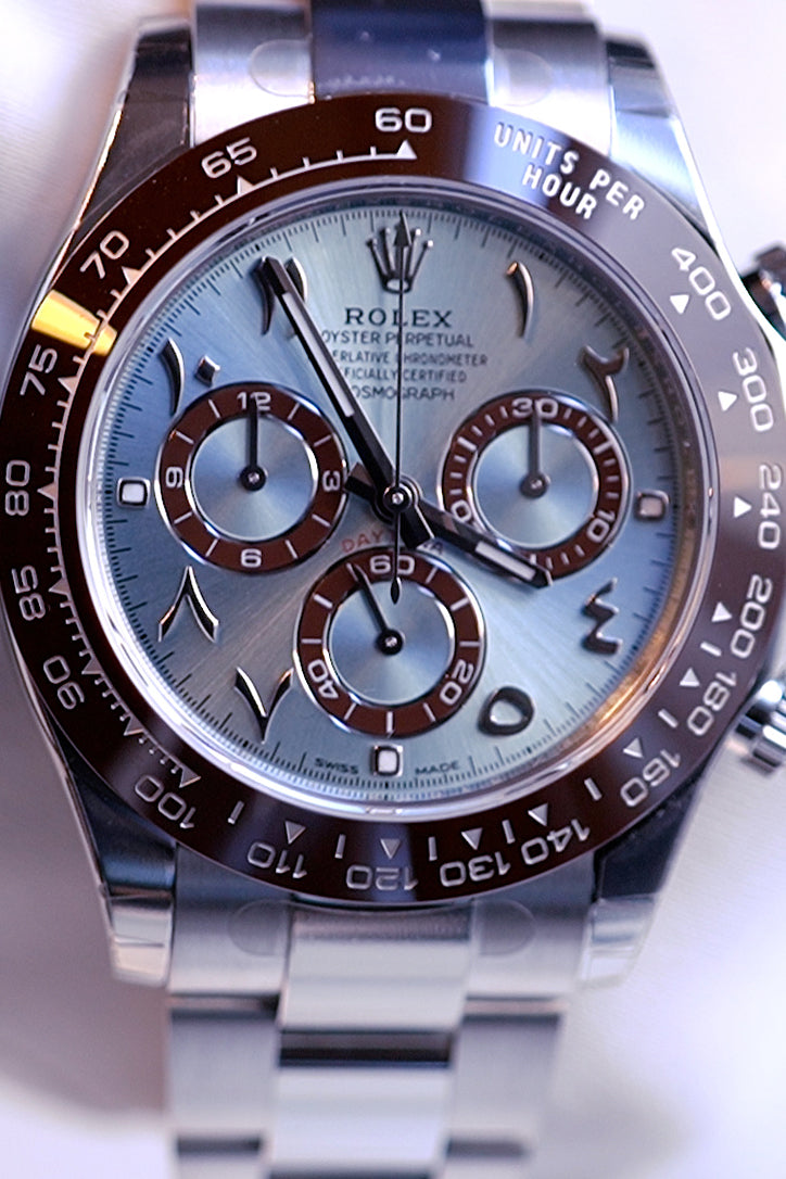 ROLEX Daytona Chronograph Blue Dial Arabic Platinum Men's Watch 116506