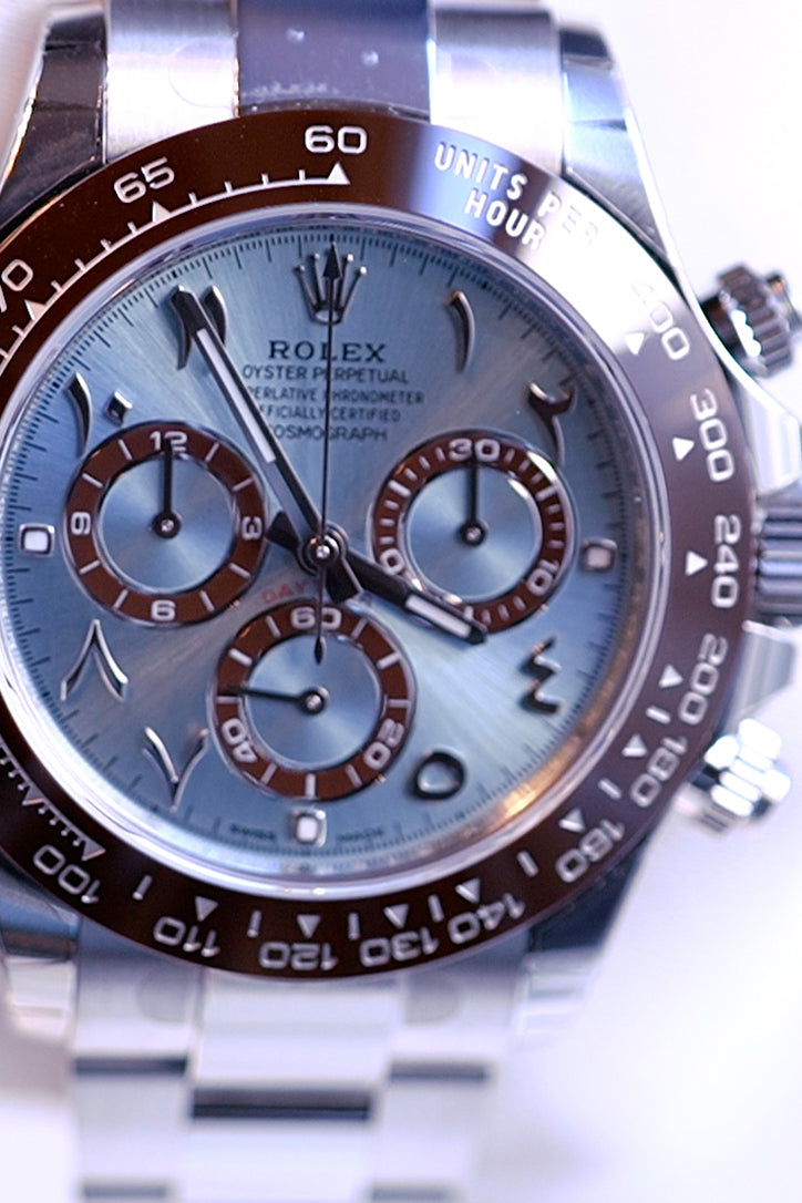 ROLEX Daytona Chronograph Blue Dial Arabic Platinum Men's Watch 116506