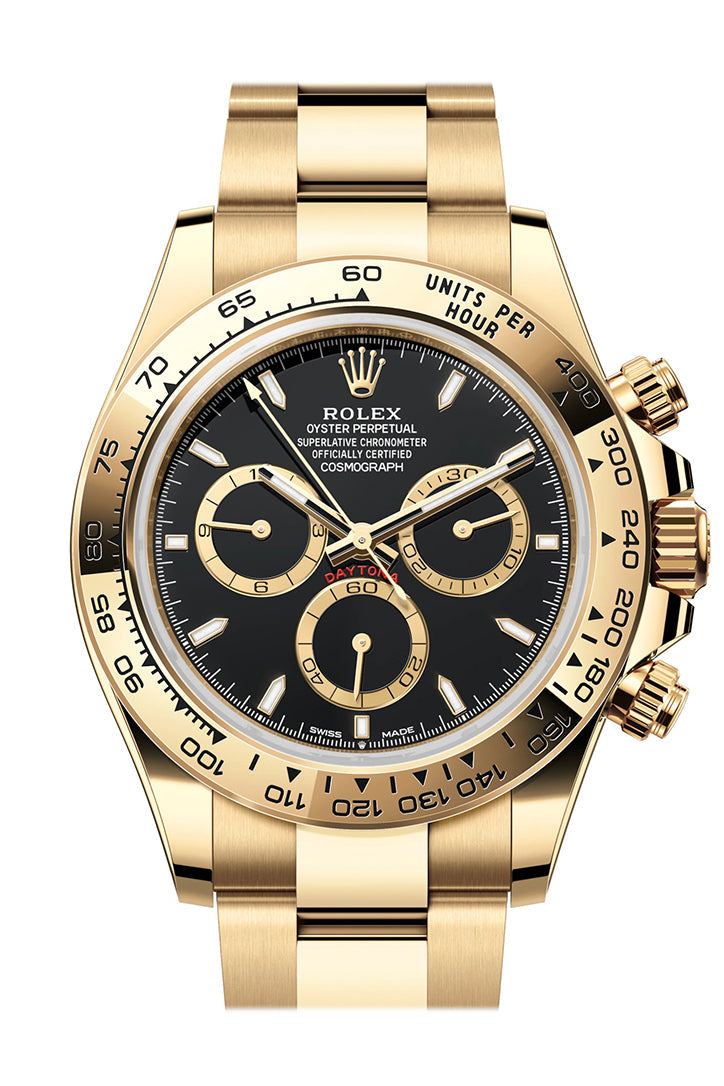 Rolex Daytona 40 Black Dial Yellow Gold Mens Watch 126508