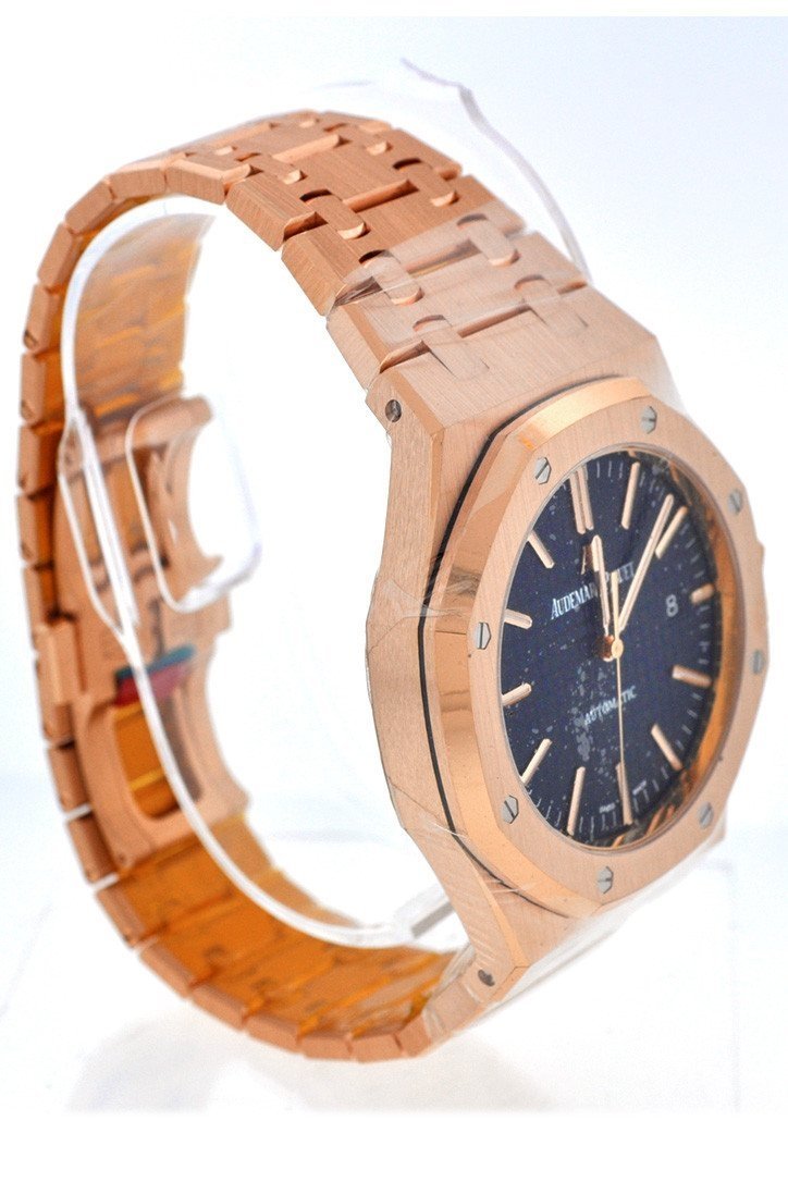 Audemars Piguet Royal Oak Rose Gold Blue Index Dial Watch 15400OR