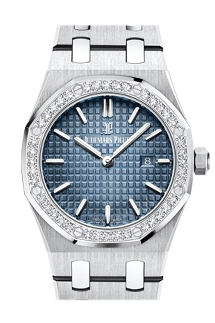 Audemars Piguet Royal Oak Lady 33Mm Smoked Blue Dial Diamond White Steel Ladies Watch