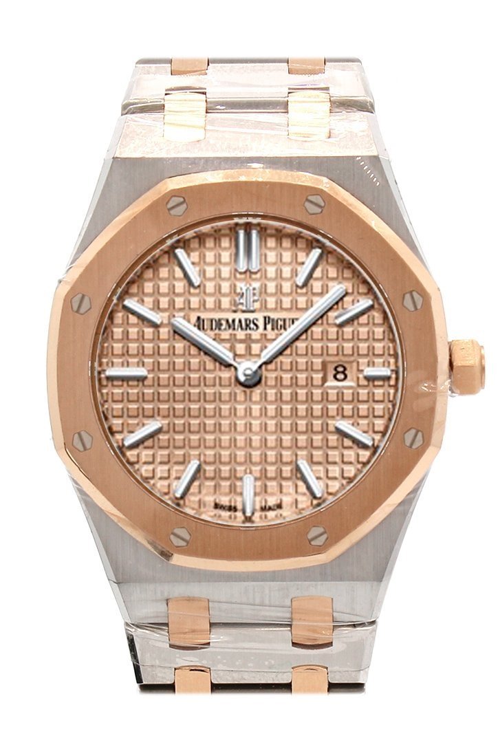 Audemars Piguet Royal Oak 33Mm Pink Gold-Toned Dial 18K Gold With Stainless Steel Ladies Watch