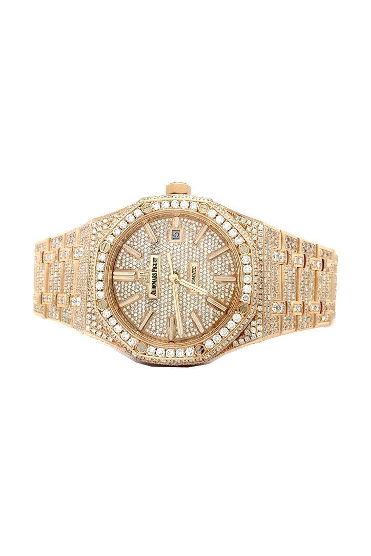 Audemars Piguet Royal Oak 41mm Black Dial Pink Gold Black Alligator Strap  Watch 15400OR - Big Watch Buyers