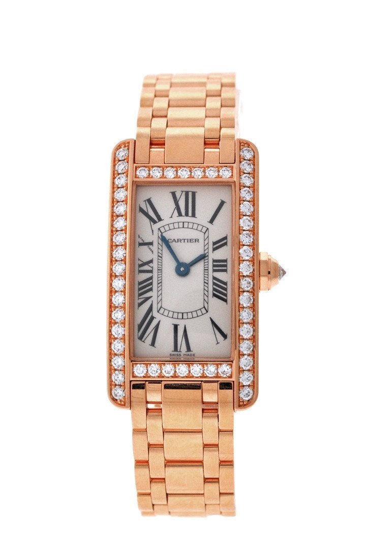 Cartier Tank Americaine Small 18K Pink Gold Case set with Cartier Tank Americaine Small 18K Pink Gold Case set with