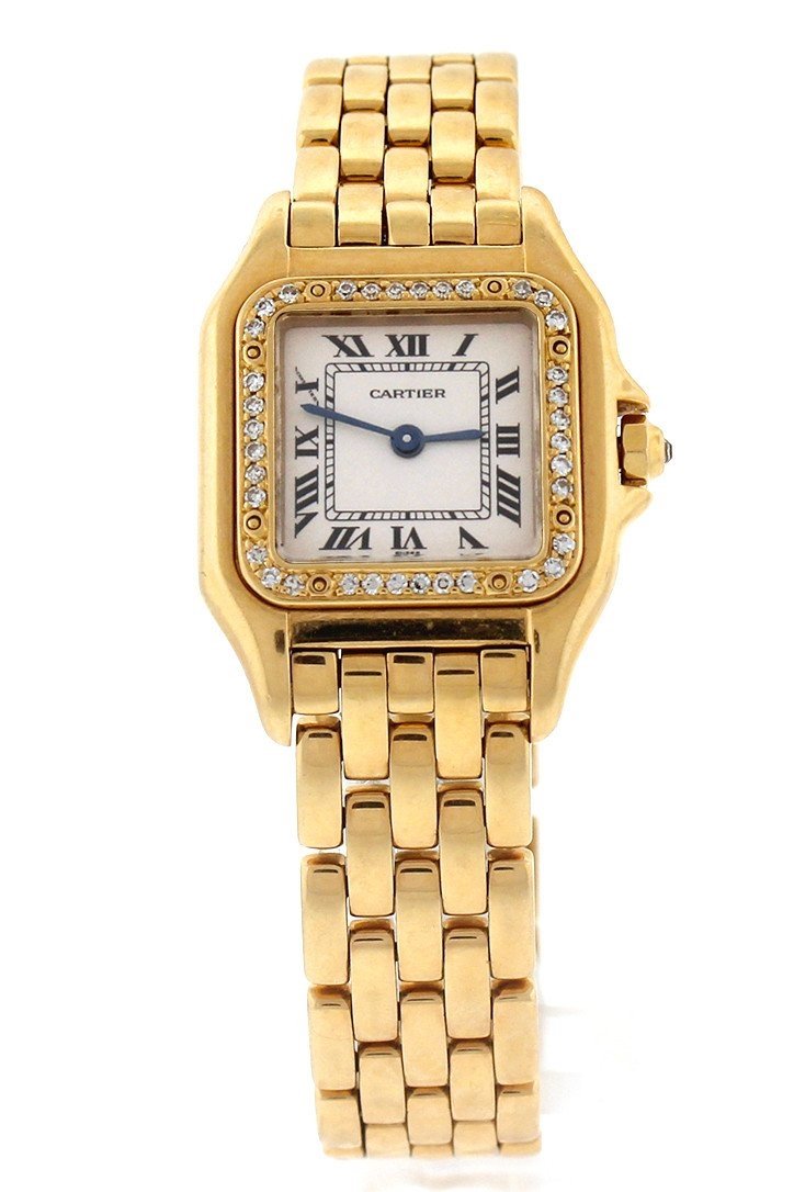 Cartier Panthýýre De Small 18-Karat Pink Gold Diamond Watch Pre-Owned-Watches