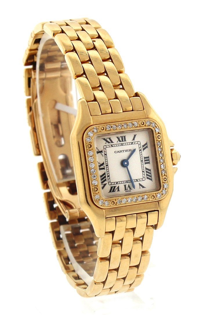 Cartier Panthýýre De Small 18-Karat Pink Gold Diamond Watch Pre-Owned-Watches