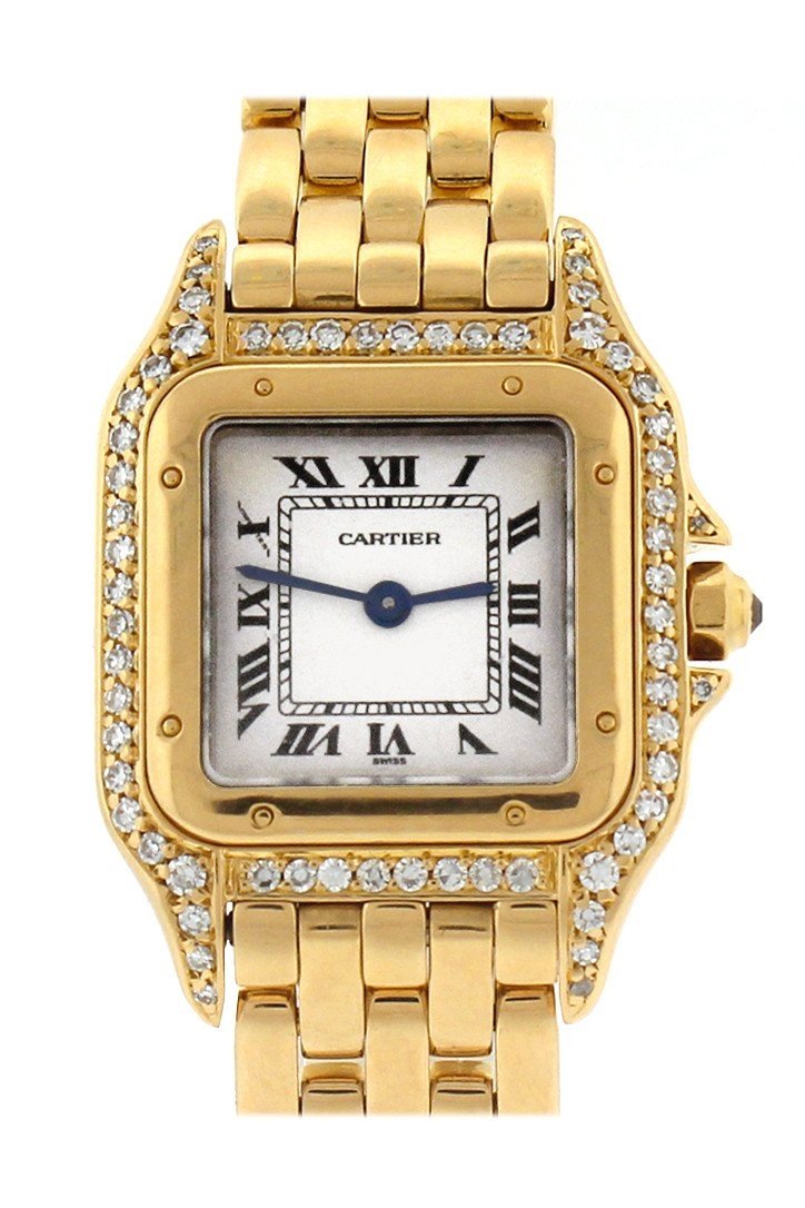 Cartier Panthýýre De Small 18-Karat Pink Gold Diamond Watch Silver / None Pre-Owned-Watches