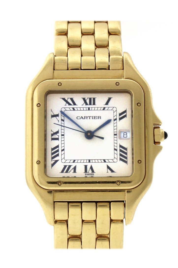 Cartier Panthýýre De Date Xl 18-Karat Yellow Gold Diamond Watch W25014B9 Silver / None