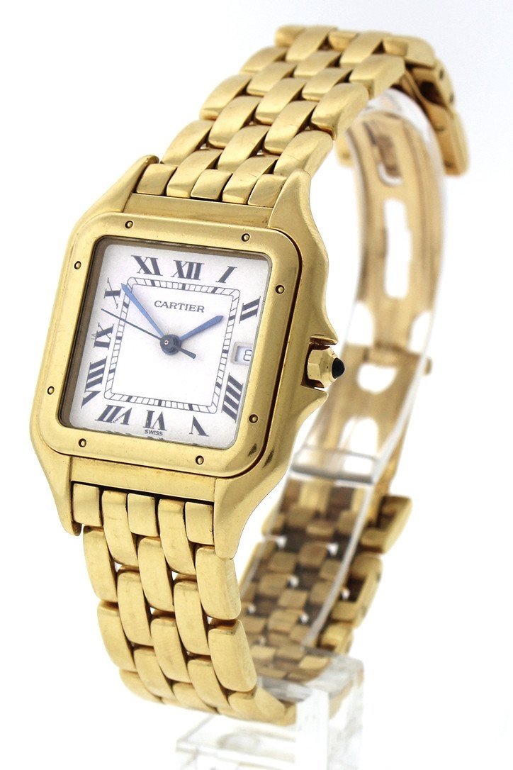 Cartier Panthýýre De Date Xl 18-Karat Yellow Gold Diamond Watch W25014B9 Pre-Owned-Watches