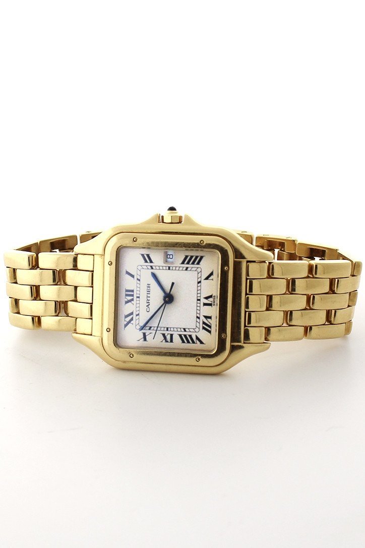 Cartier Panthýýre De Date Xl 18-Karat Yellow Gold Diamond Watch W25014B9 Pre-Owned-Watches